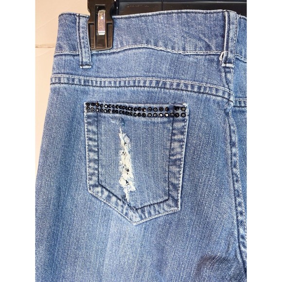 Size 5/6 Premiere Rue 21 Denim Jeans Women's Distressed Rips Studded Rhinestones - Picture 8 of 16